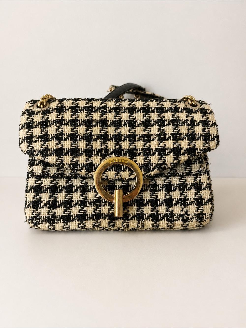Sandro Houndstooth Yza Shoulder Bag